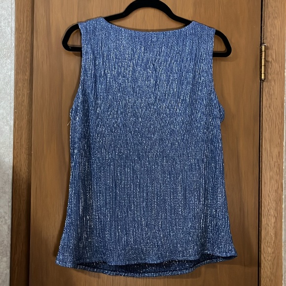 R&M Richards sz 14 Blue and Silver Dressy Tank Top w/ Built-in Necklace - Picture 2 of 3